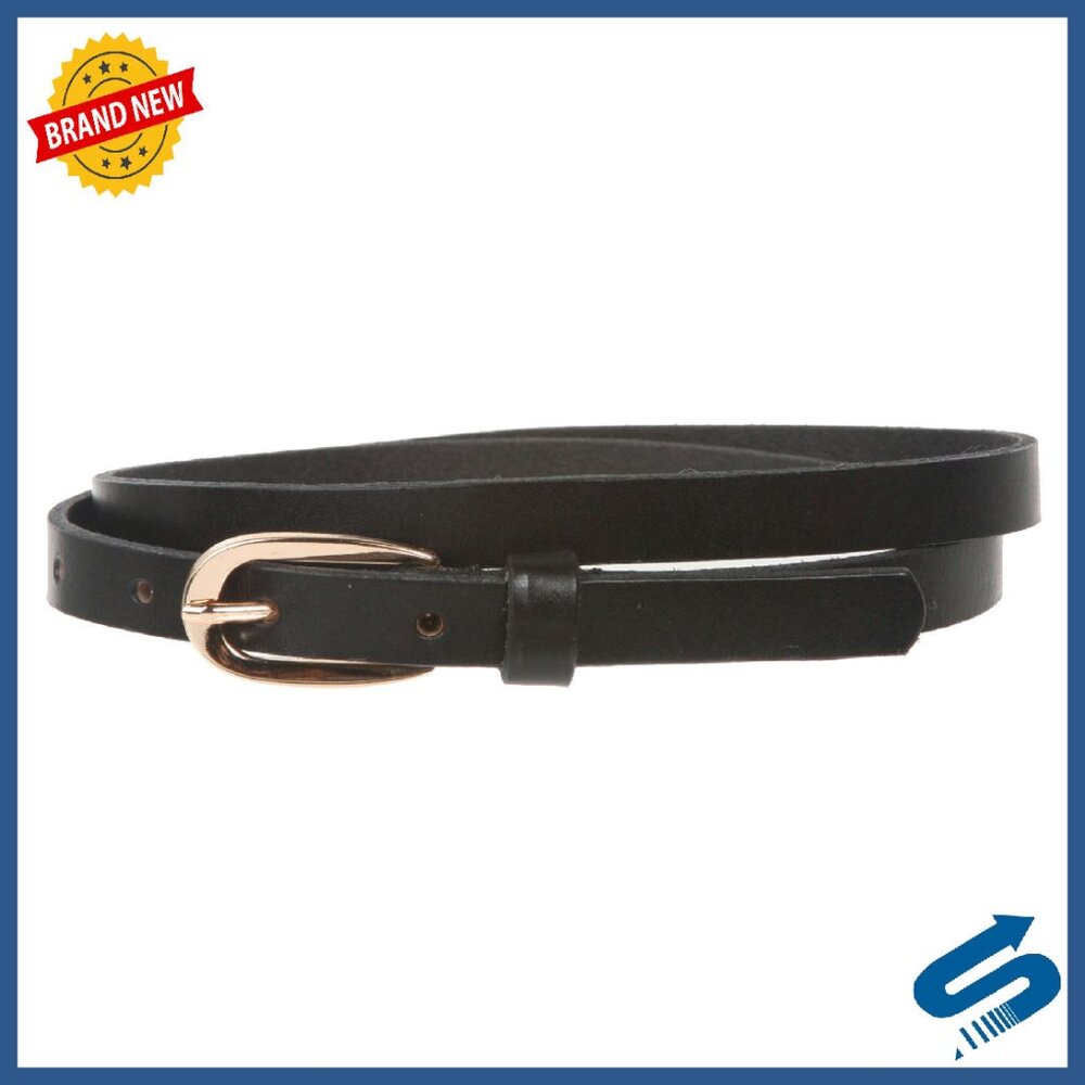 Skinny 1/2" Cowhide Leather Dress Belt - Gold Hardware - Sizes S/M/L